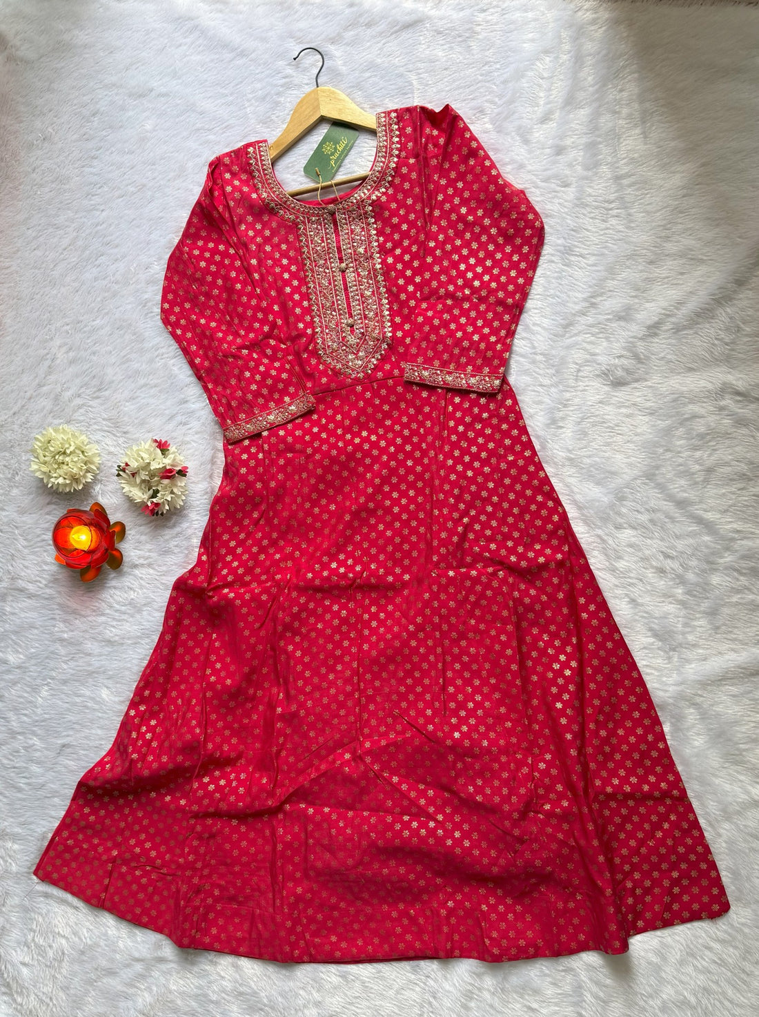 Magenta Muslin Anarkali with Chiffon Dupatta