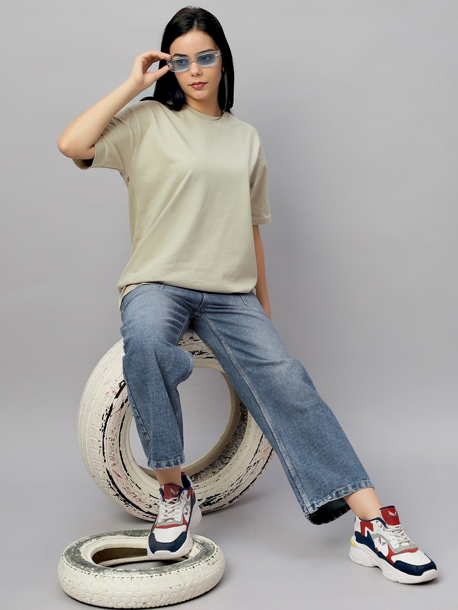 Solid Beige Oversized Unisex T-Shirt