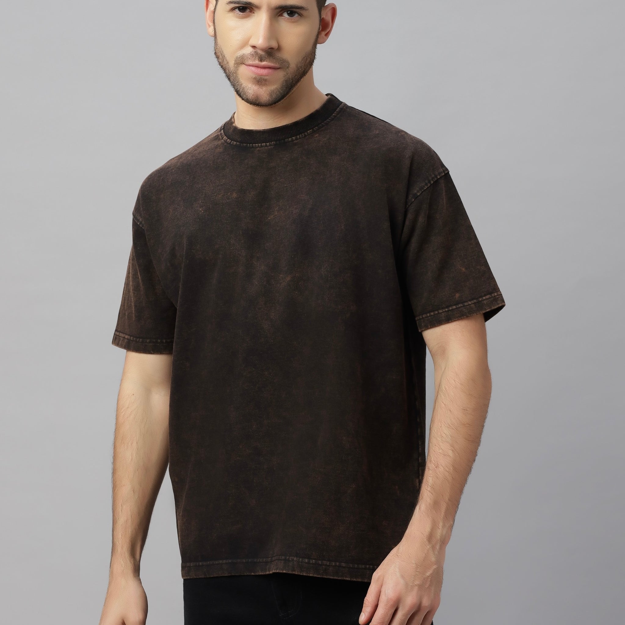 Solid Brown (Acid Wash) Oversized Unisex T-Shirt
