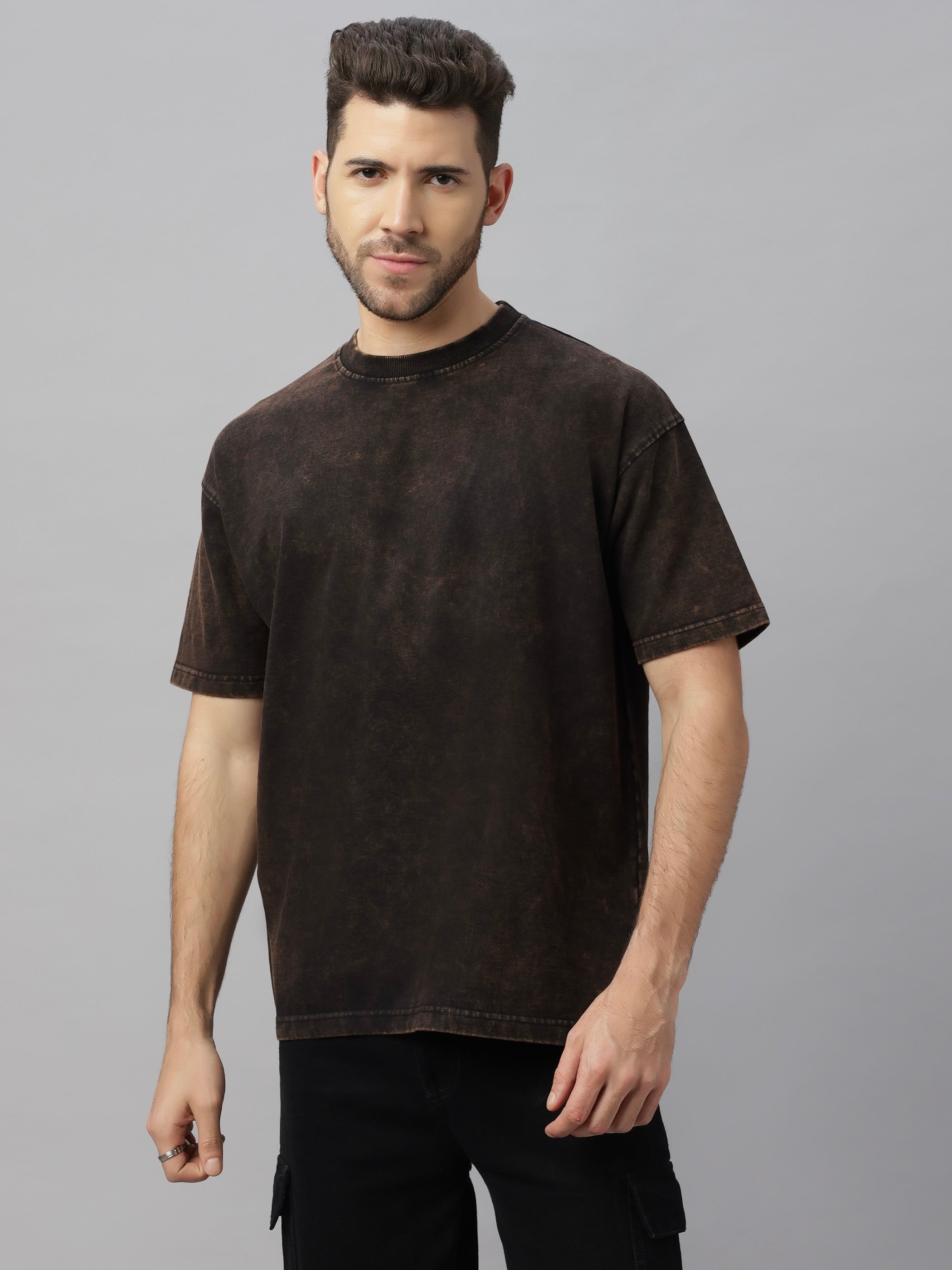 Solid Brown (Acid Wash) Oversized Unisex T-Shirt