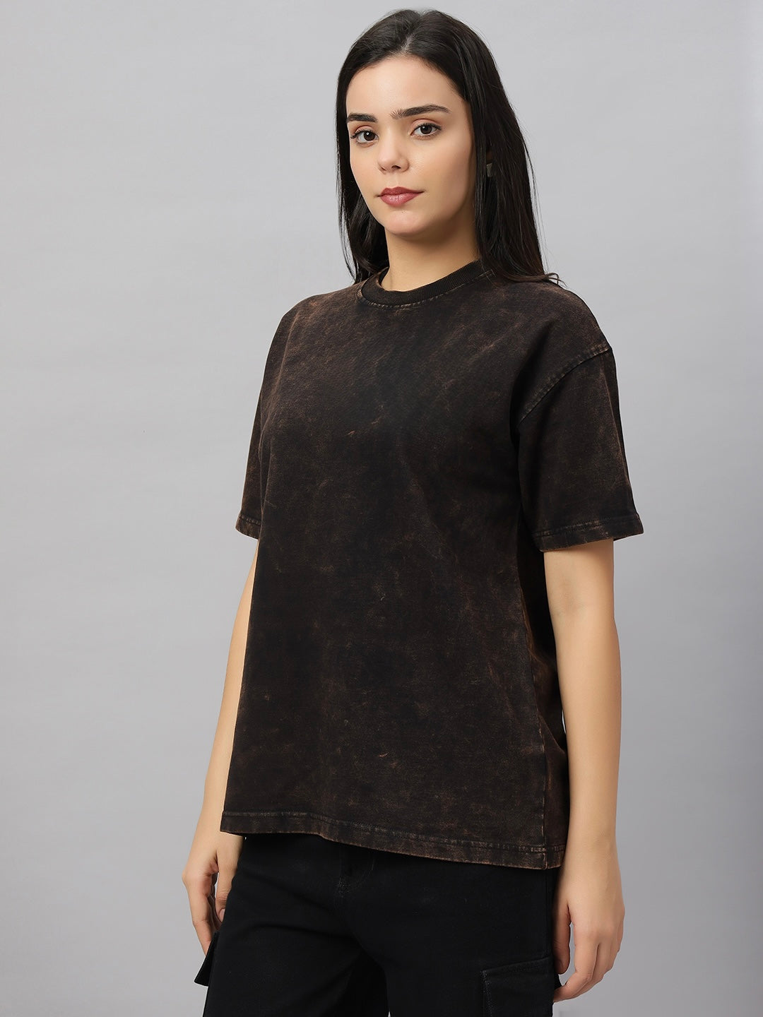 Solid Brown (Acid Wash) Oversized Unisex T-Shirt