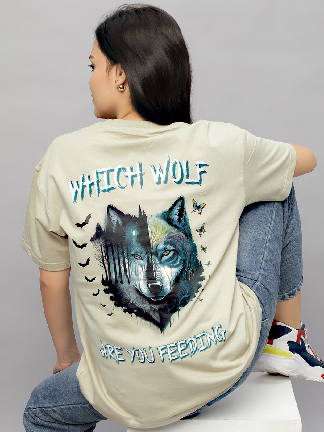 Wolf Beige Oversized Unisex T-Shirt