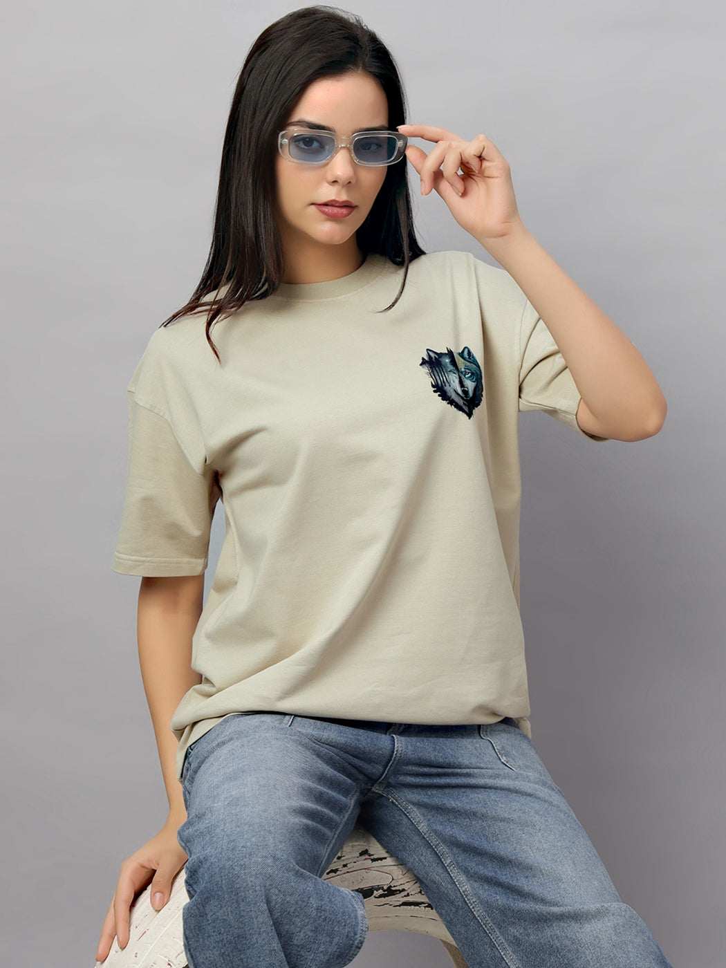 Wolf Beige Oversized Unisex T-Shirt