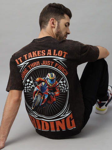 Biker Brown (Acid Wash) Oversized Unisex T-Shirt