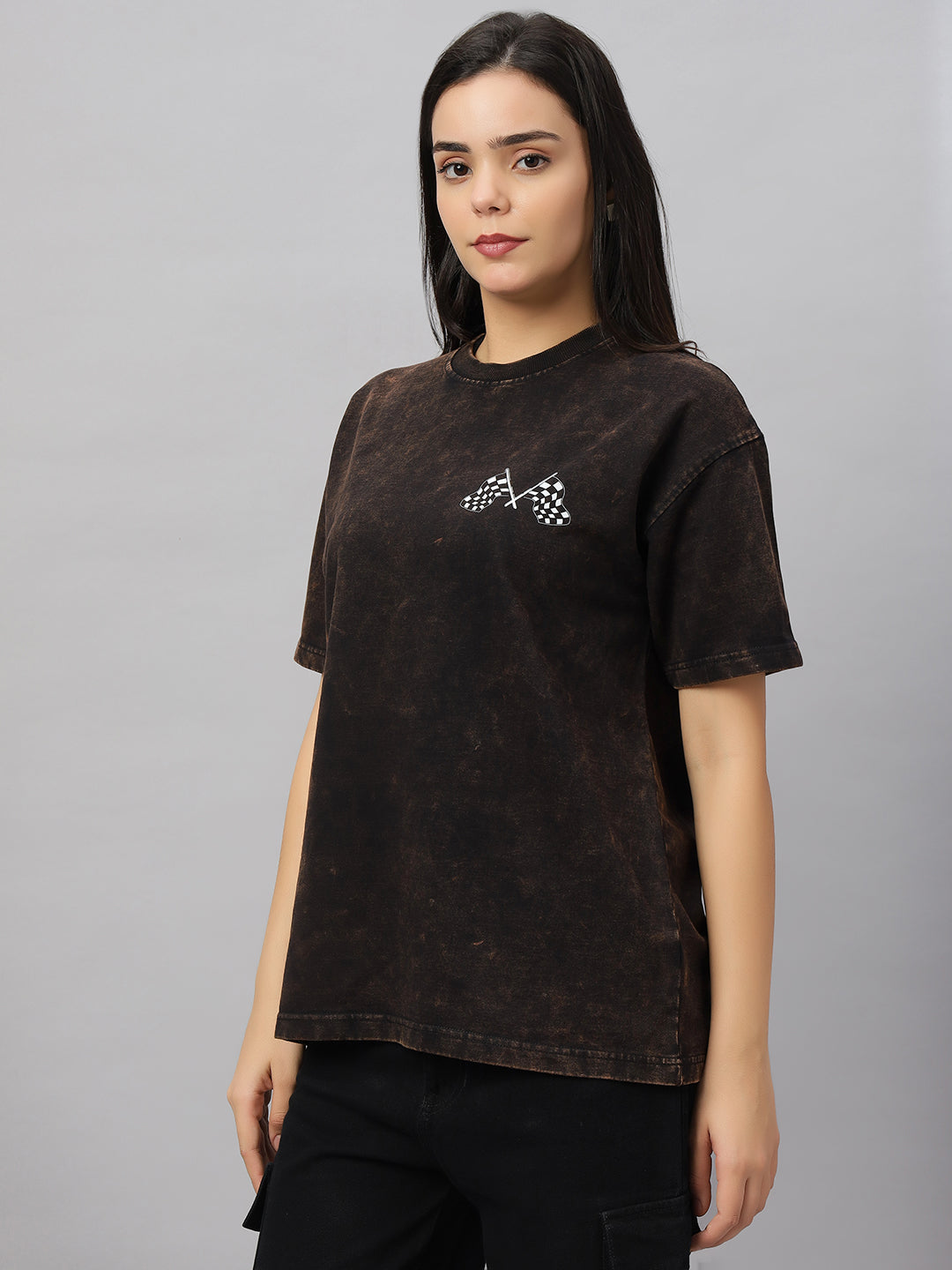 Biker Brown (Acid Wash) Oversized Unisex T-Shirt