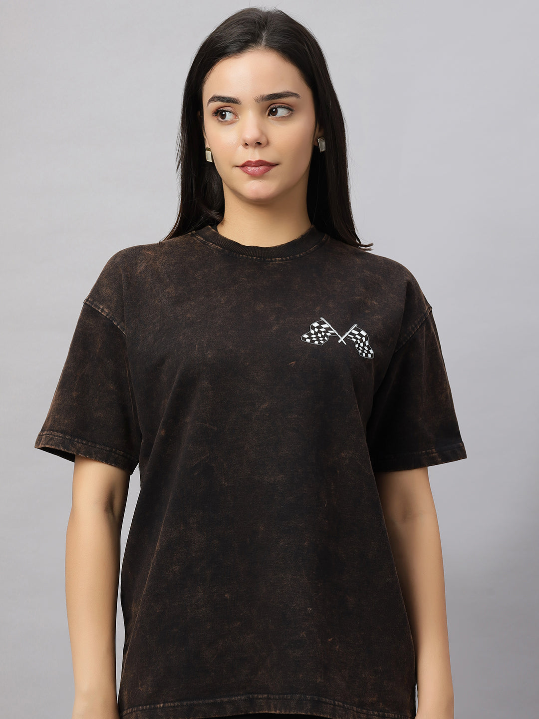Biker Brown (Acid Wash) Oversized Unisex T-Shirt