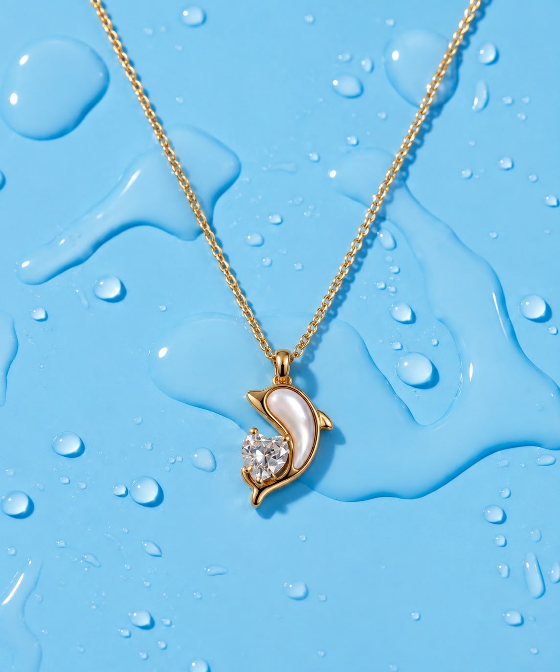 Dainty Dolphin Heart Necklace
