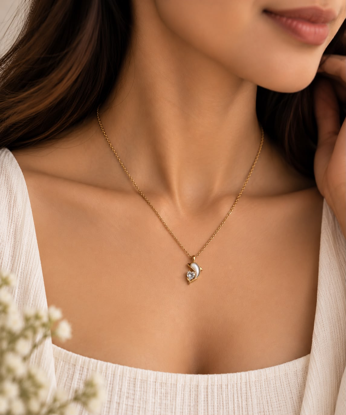 Dainty Dolphin Heart Necklace