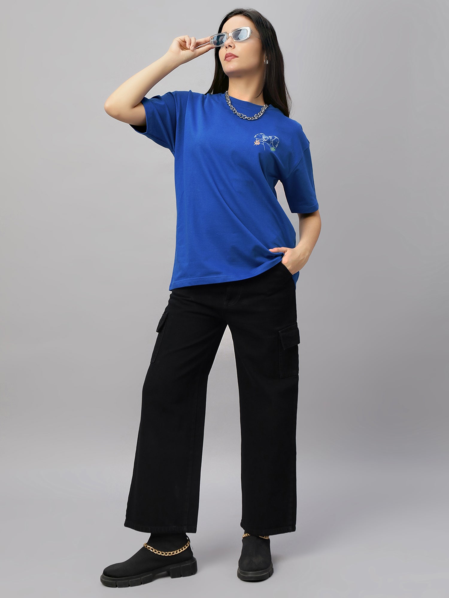 Demure Blue Oversized Unisex T-Shirt