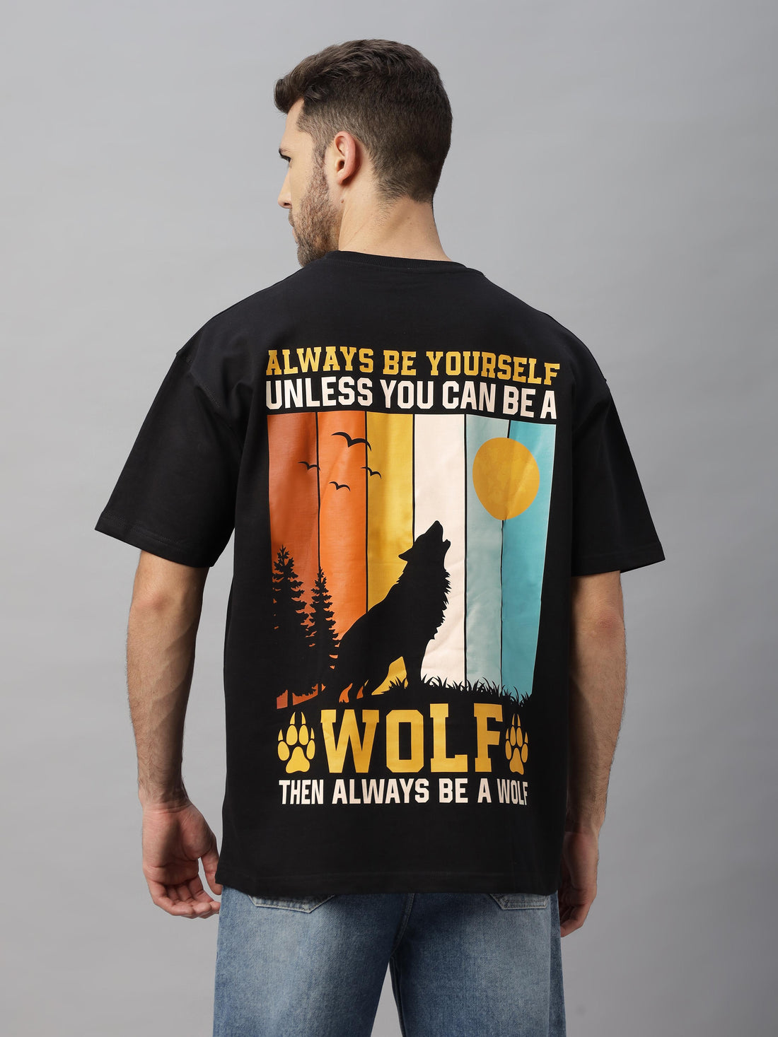 Wolf Black Oversized Unisex T-Shirt