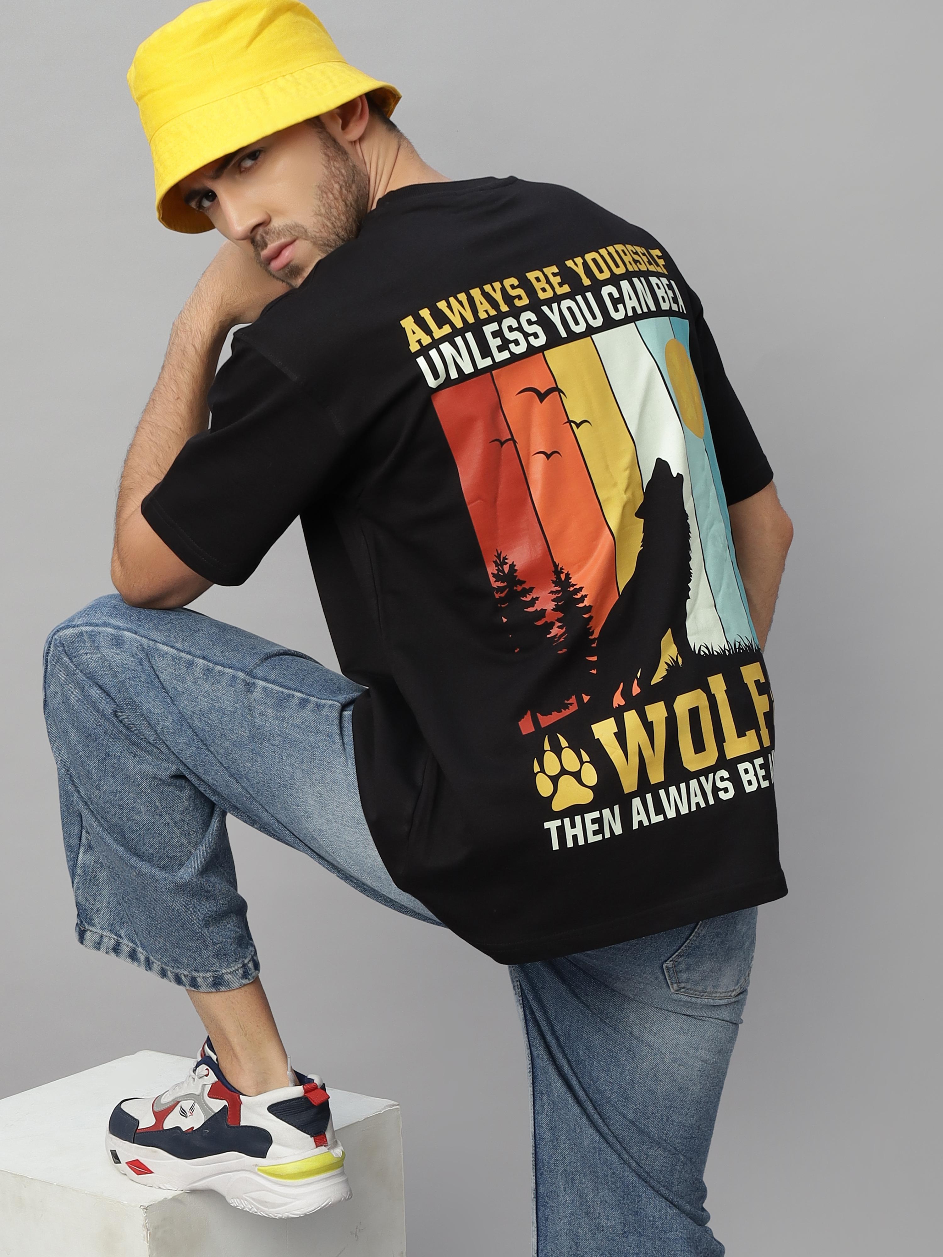Wolf Black Oversized Unisex T-Shirt