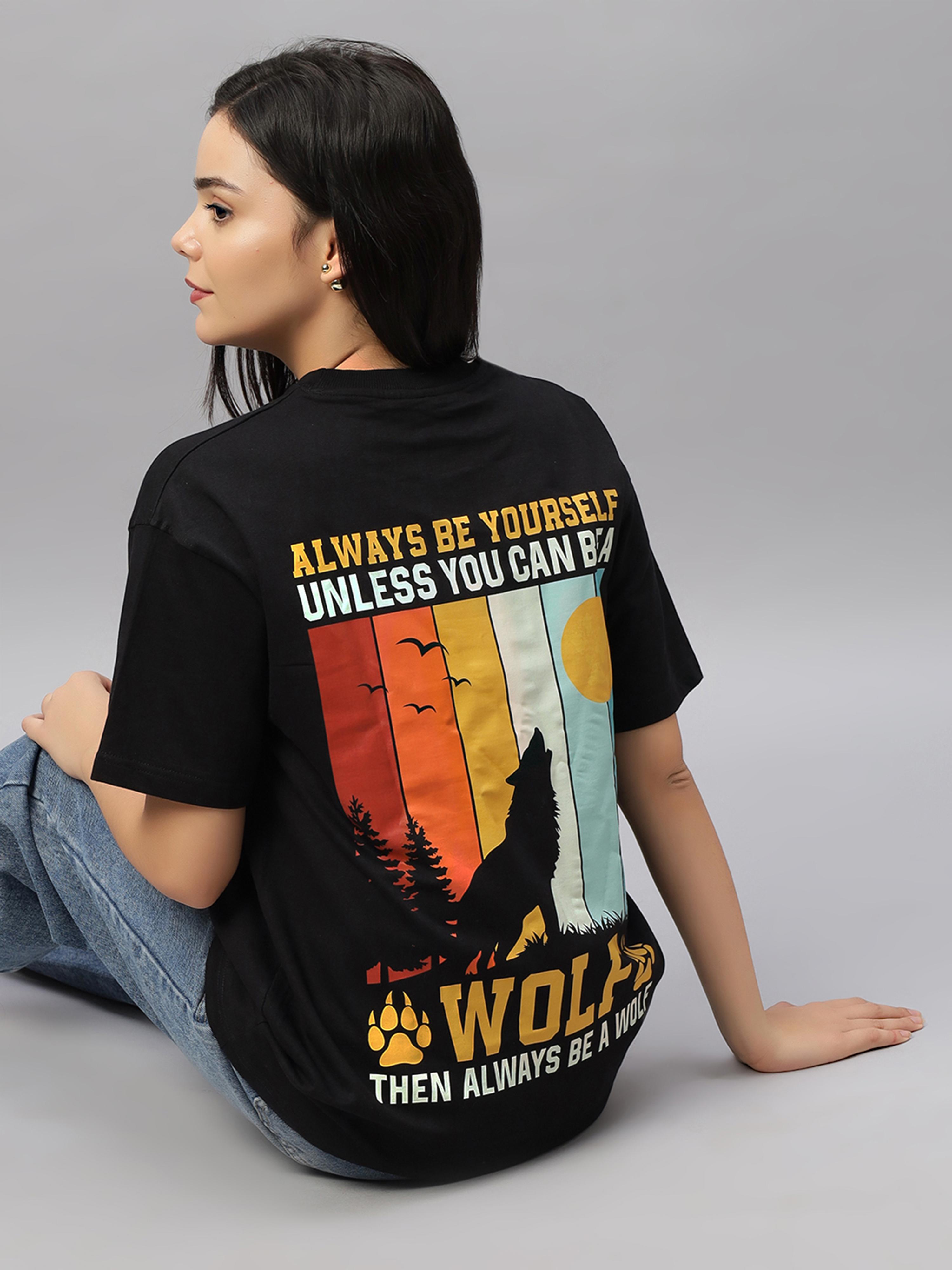 Wolf Black Oversized Unisex T-Shirt