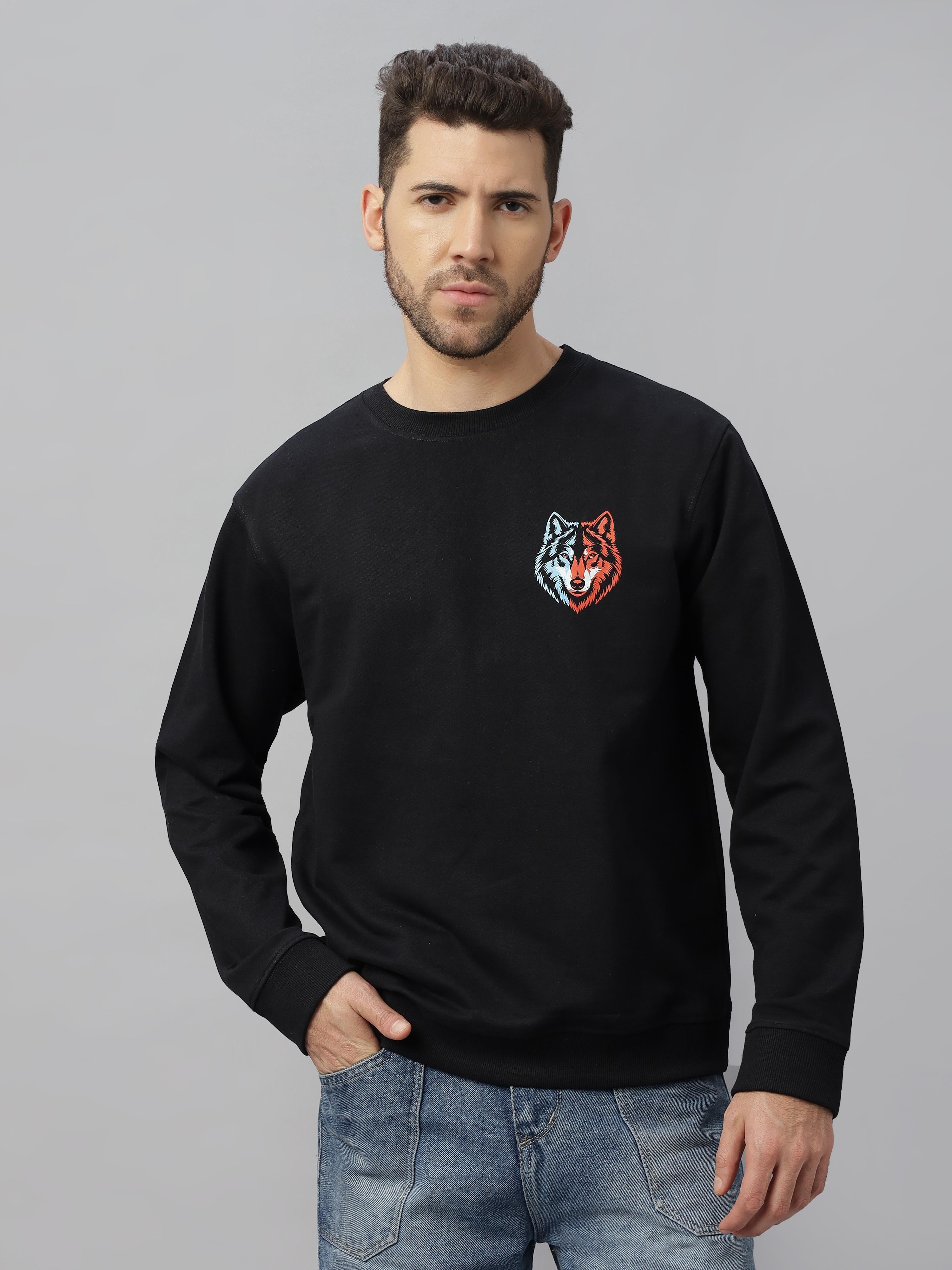 Wolf Black Regular-fit Unisex Sweatshirt