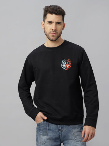 Wolf Black Regular-fit Unisex Sweatshirt