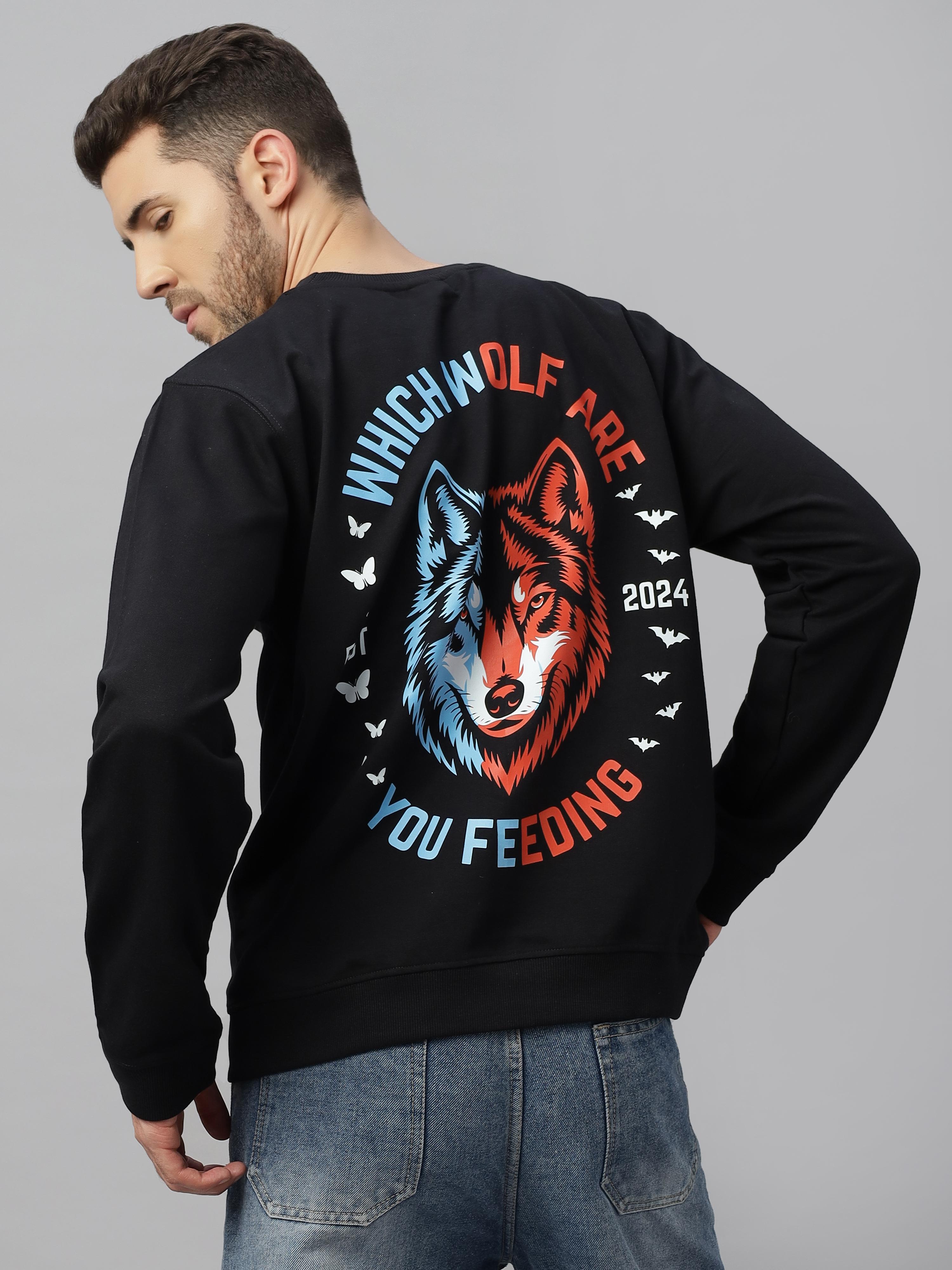 Wolf Black Regular-fit Unisex Sweatshirt