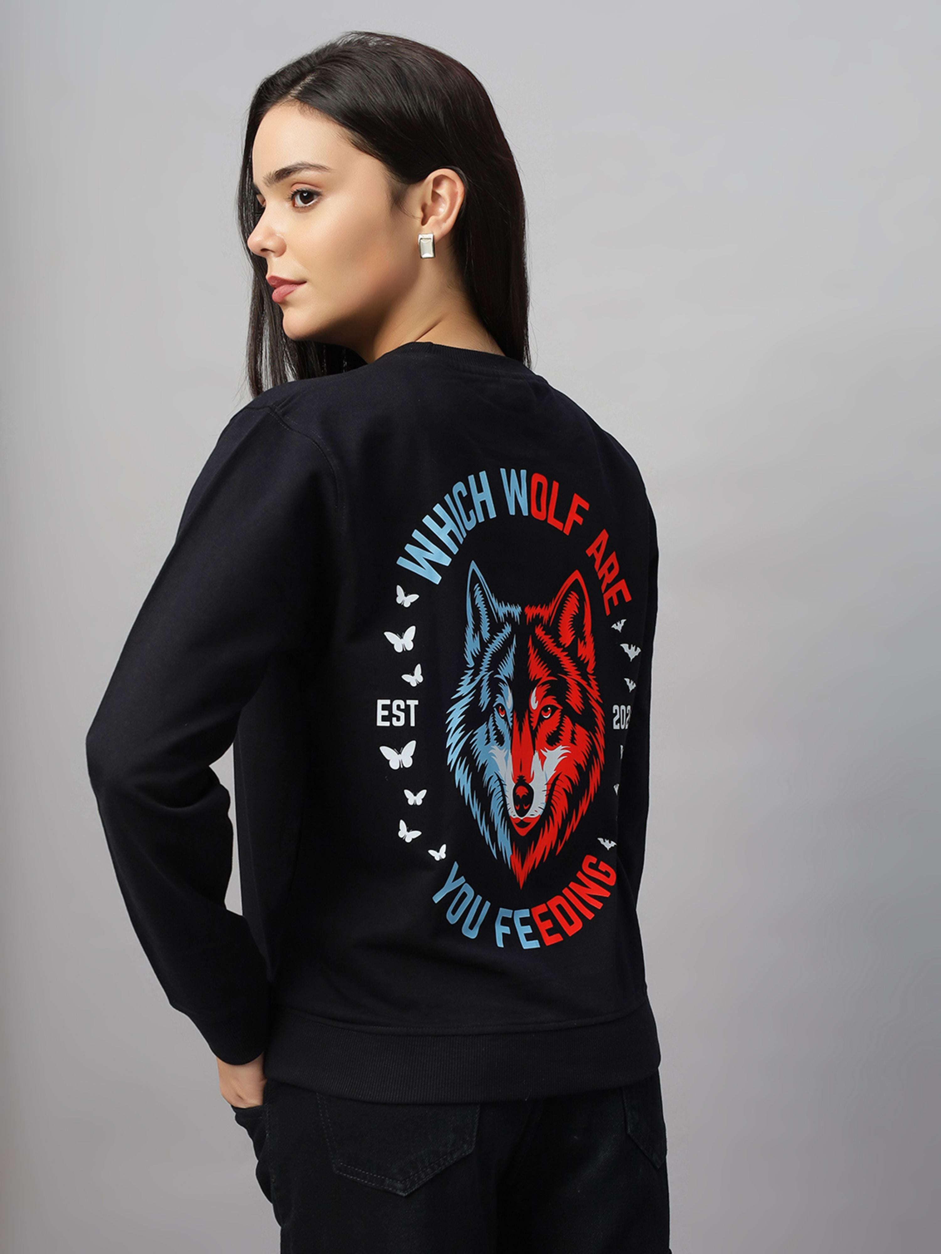 Wolf Black Regular-fit Unisex Sweatshirt