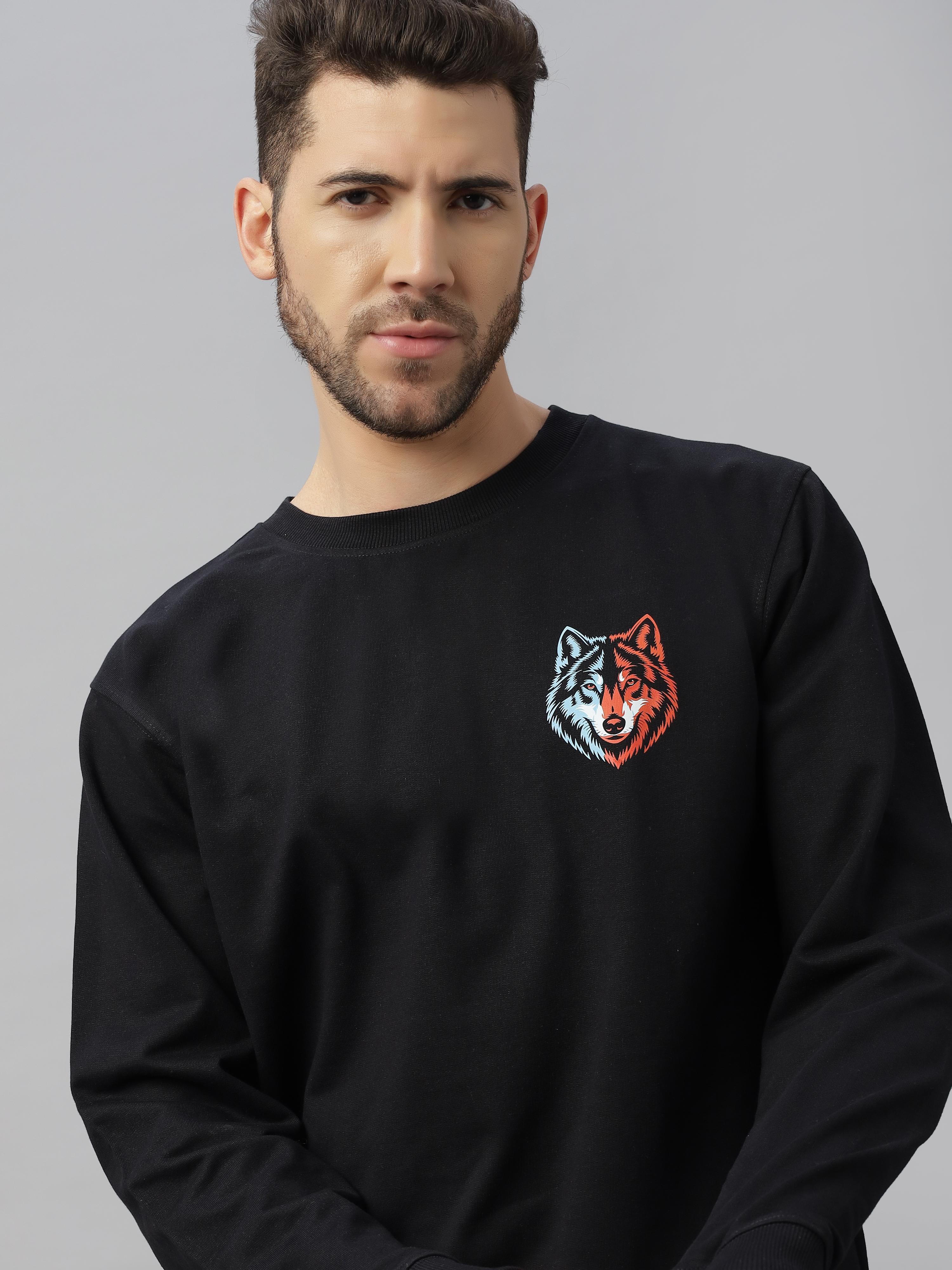 Wolf Black Regular-fit Unisex Sweatshirt