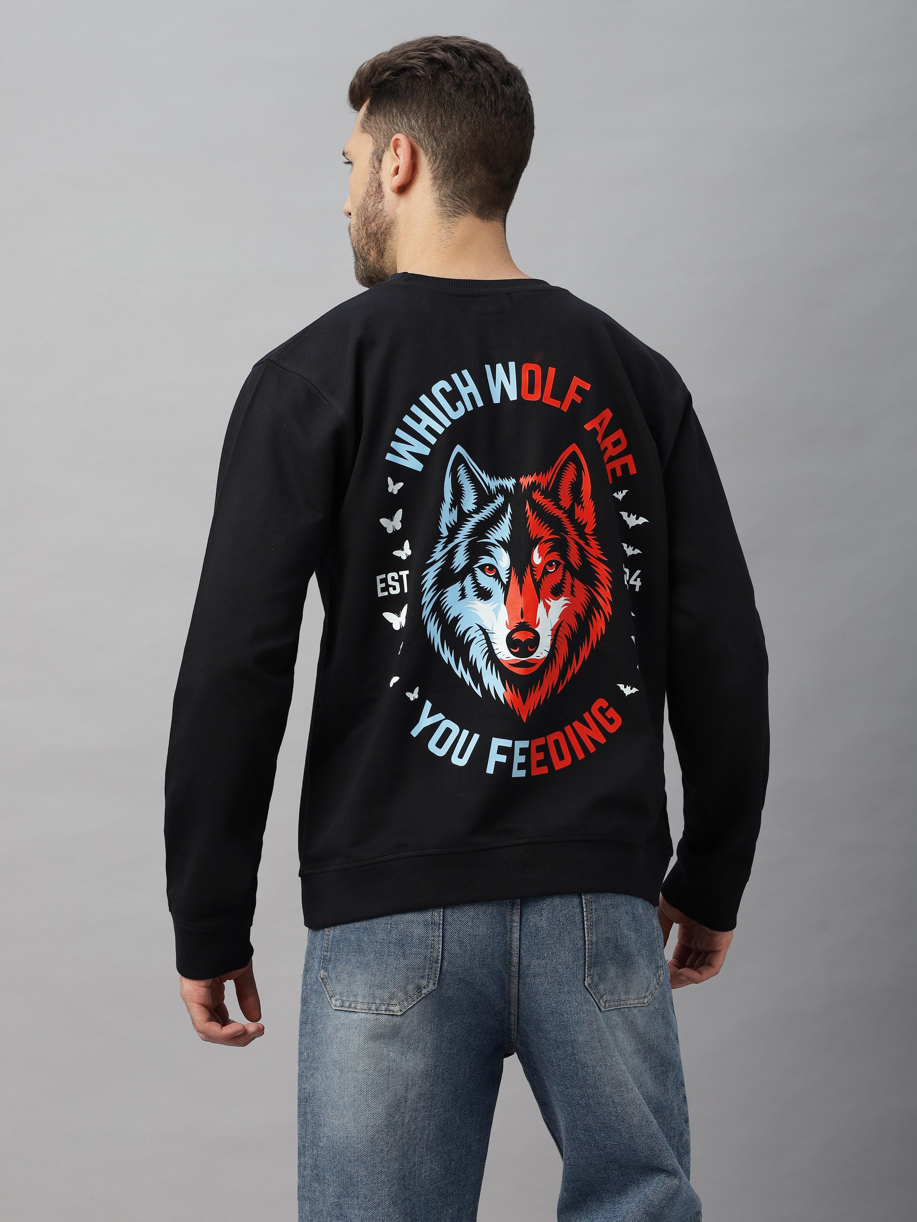 Wolf Black Regular-fit Unisex Sweatshirt