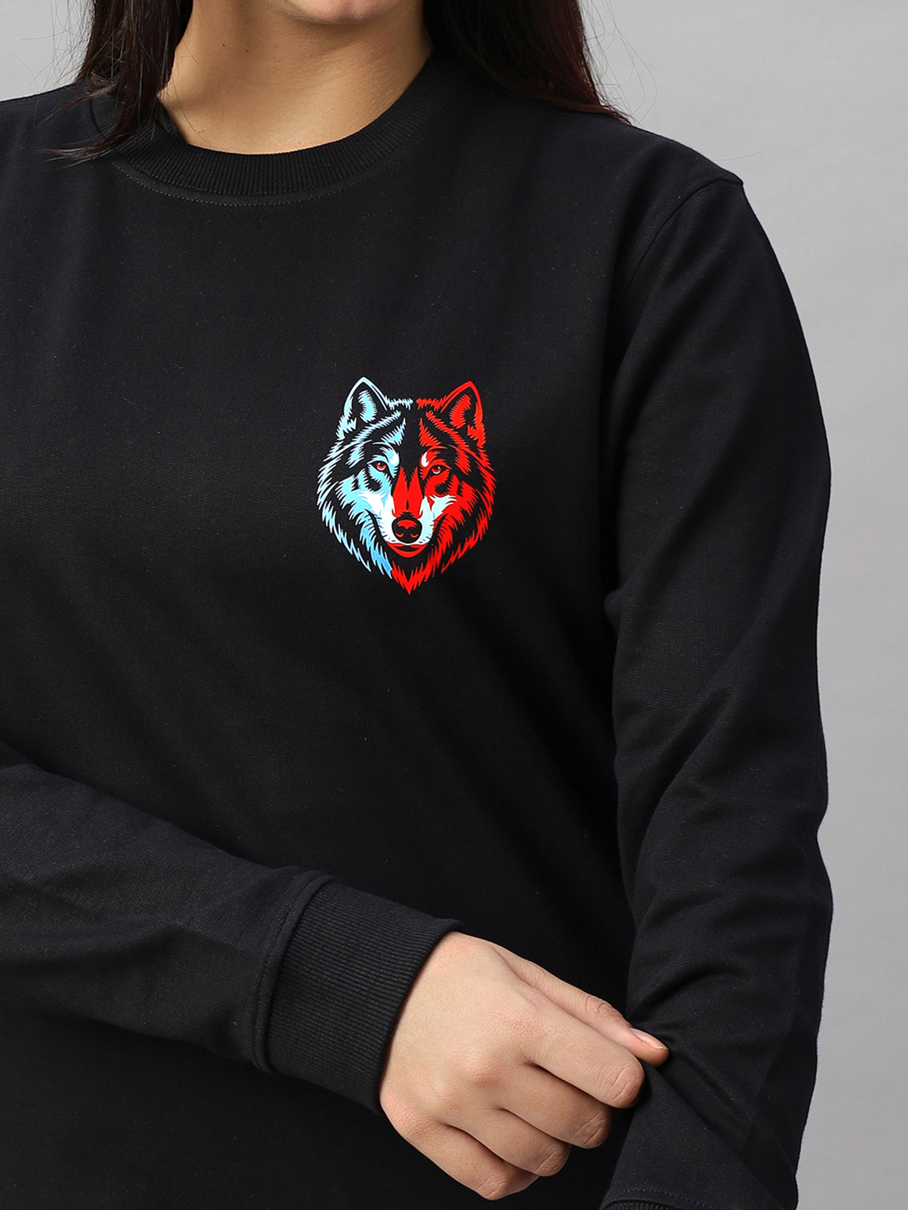 Wolf Black Regular-fit Unisex Sweatshirt