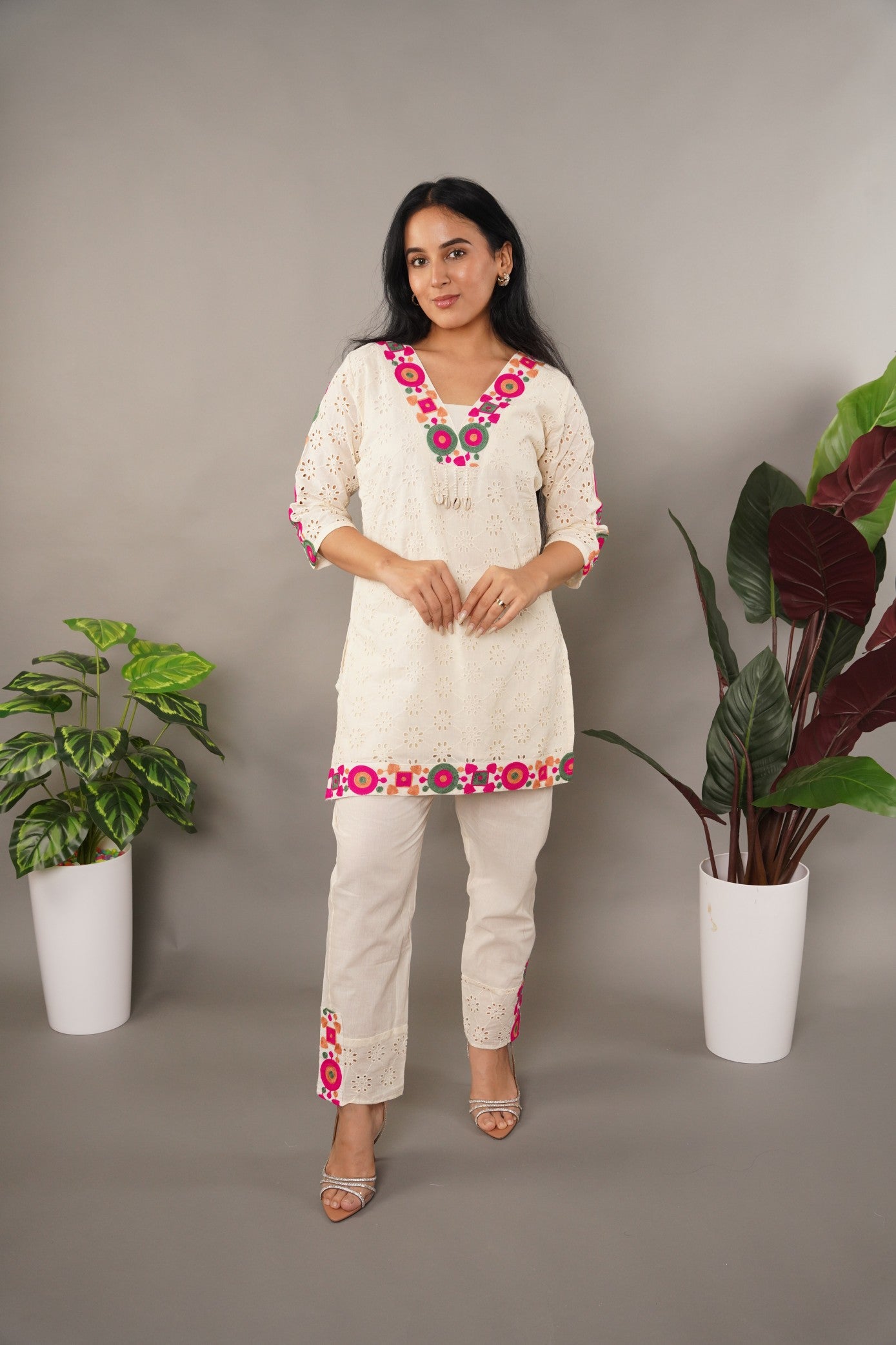 Schiffli Multicolor Co-Ord Set