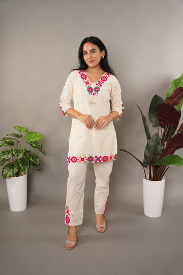 Schiffli Multicolor Co-Ord Set