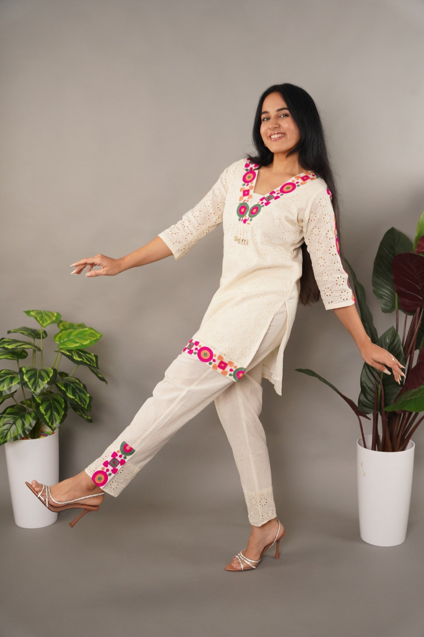 Schiffli Multicolor Co-Ord Set