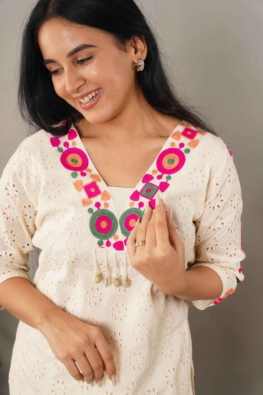 Schiffli Multicolor Co-Ord Set