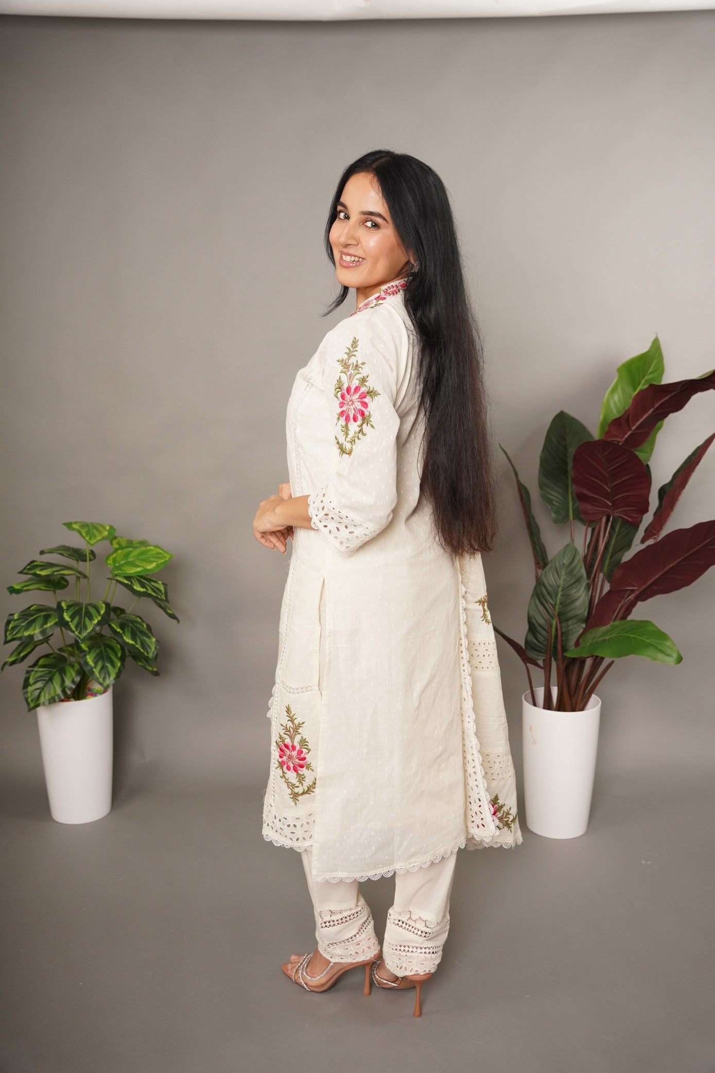 Floral Schiffli Suit