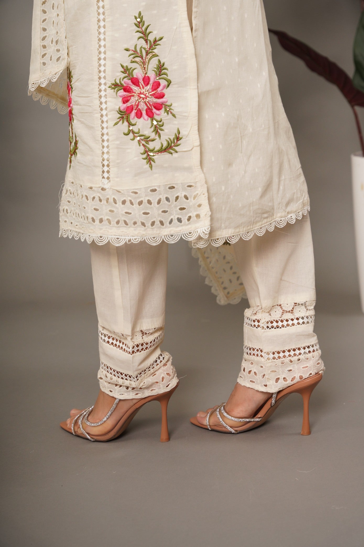 Floral Schiffli Suit